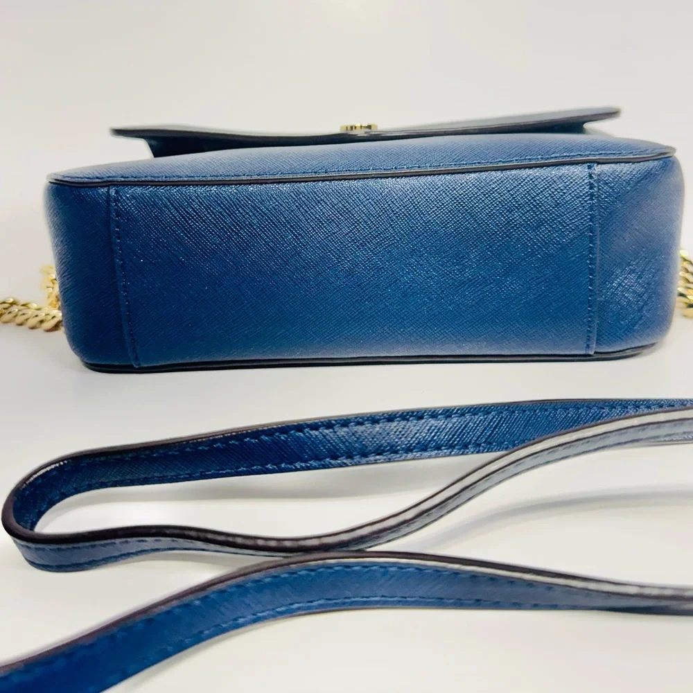 Michael Kors Navy Crossbody Purse & Wallet with Gold Hardware